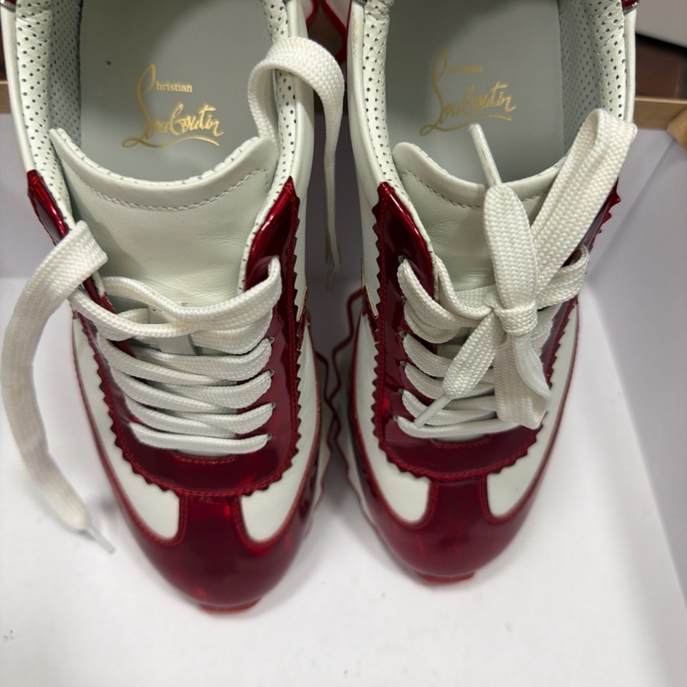 Christian Louboutin Red and White Sneakers